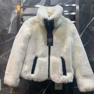 Cole Haan Faux Fur Coat with Faux Leather trim size S